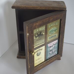 Vintage Wooden Spice Cabinet with Labels